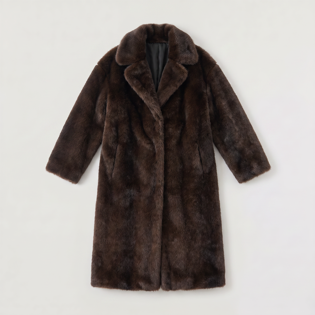 Women's Long Faux Fur Trench Coat