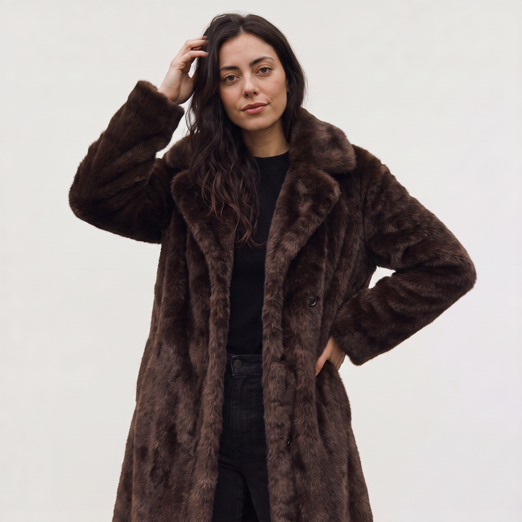 Women's Long Faux Fur Trench Coat