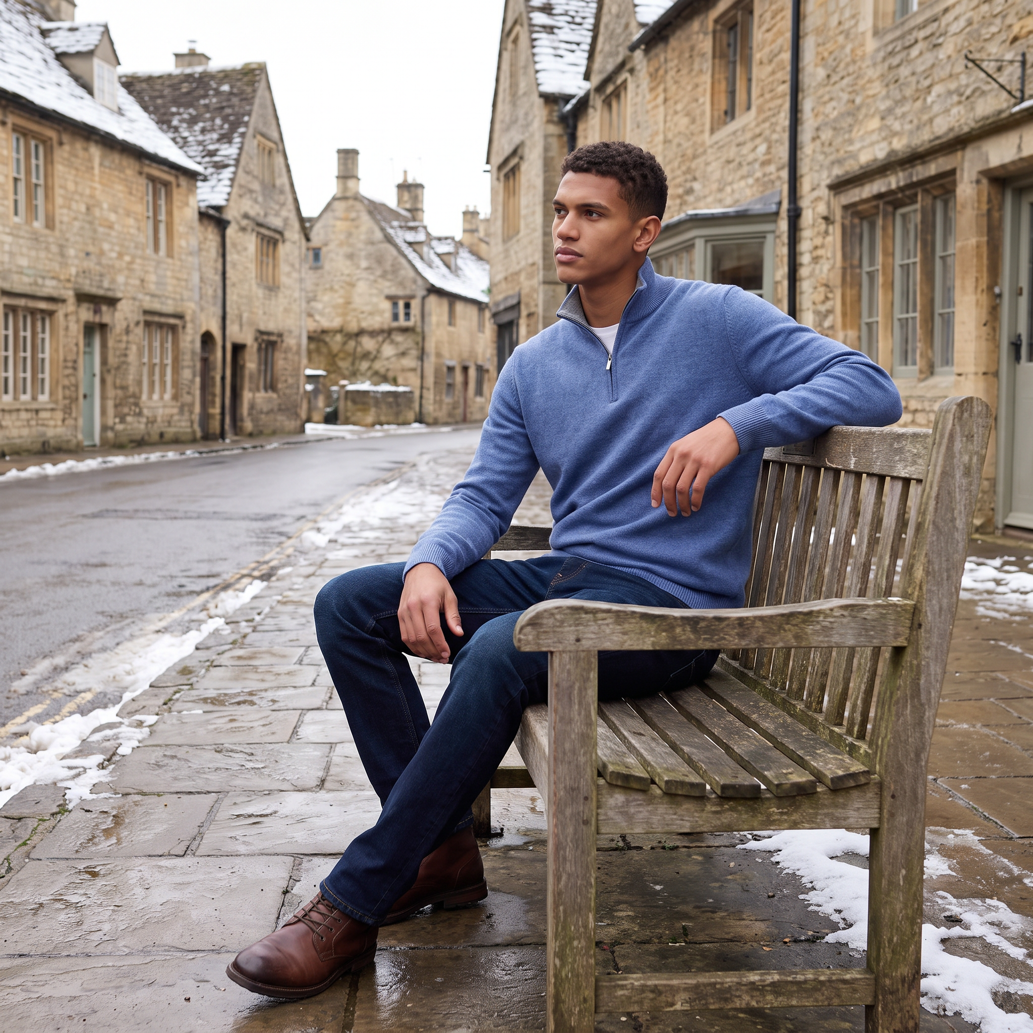 Men's Half-Zip Wool Blend Sweater