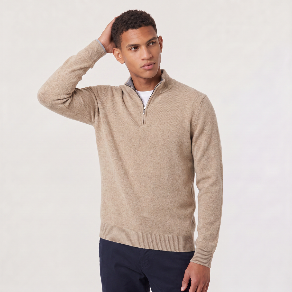 Men's Half-Zip Wool Blend Jumper