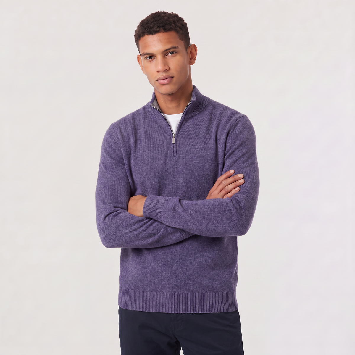 Men's Half-Zip Wool Blend Jumper