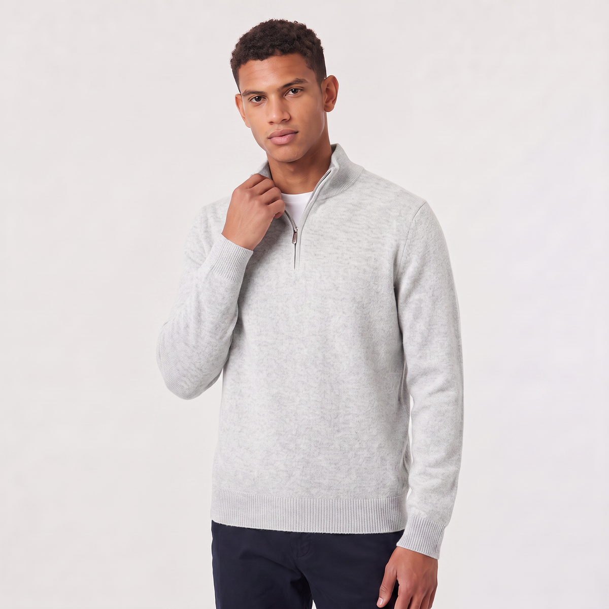 Men's Half-Zip Wool Blend Jumper