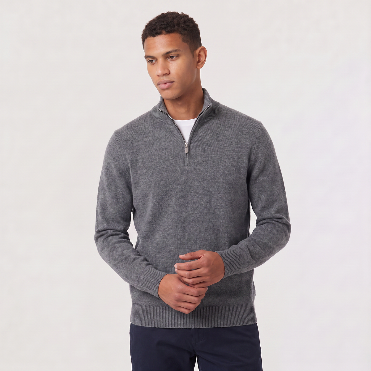 Men's Half-Zip Wool Blend Jumper