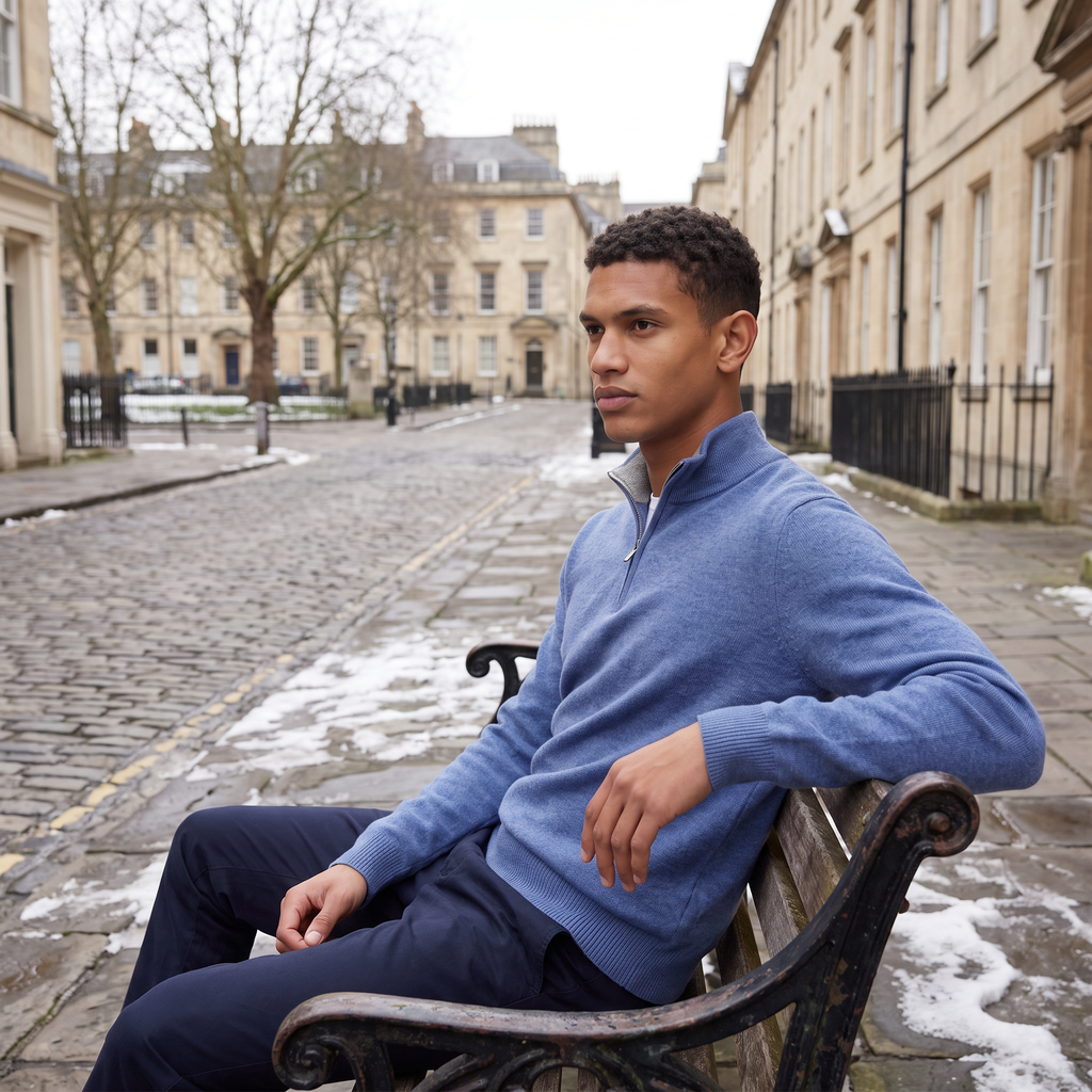 Men's Half-Zip Wool Blend Sweater
