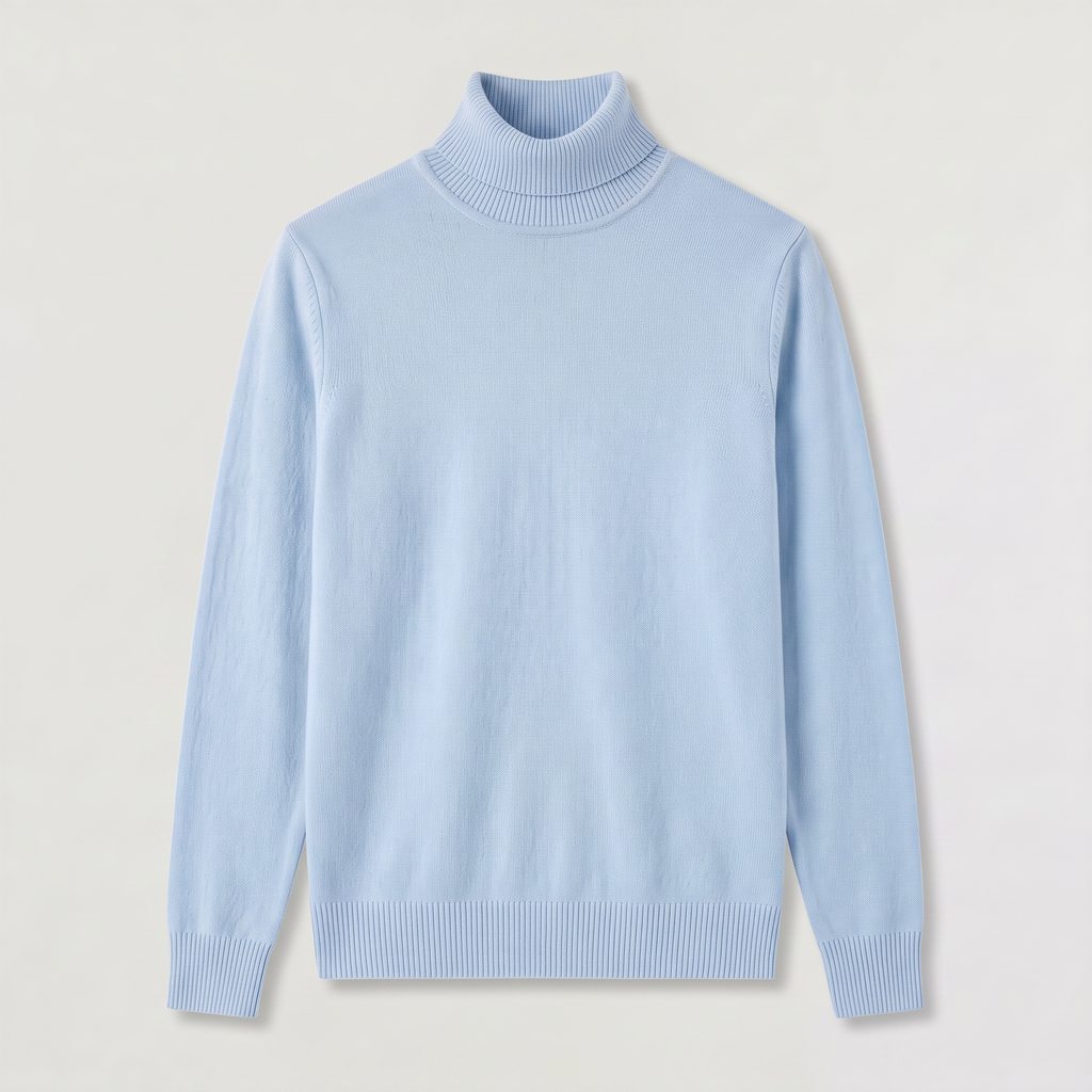 Men's Ribbed Wool Turtleneck Sweater
