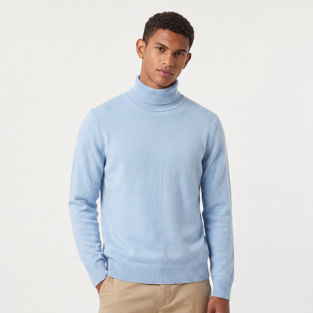 Men's Ribbed Wool Turtleneck Sweater