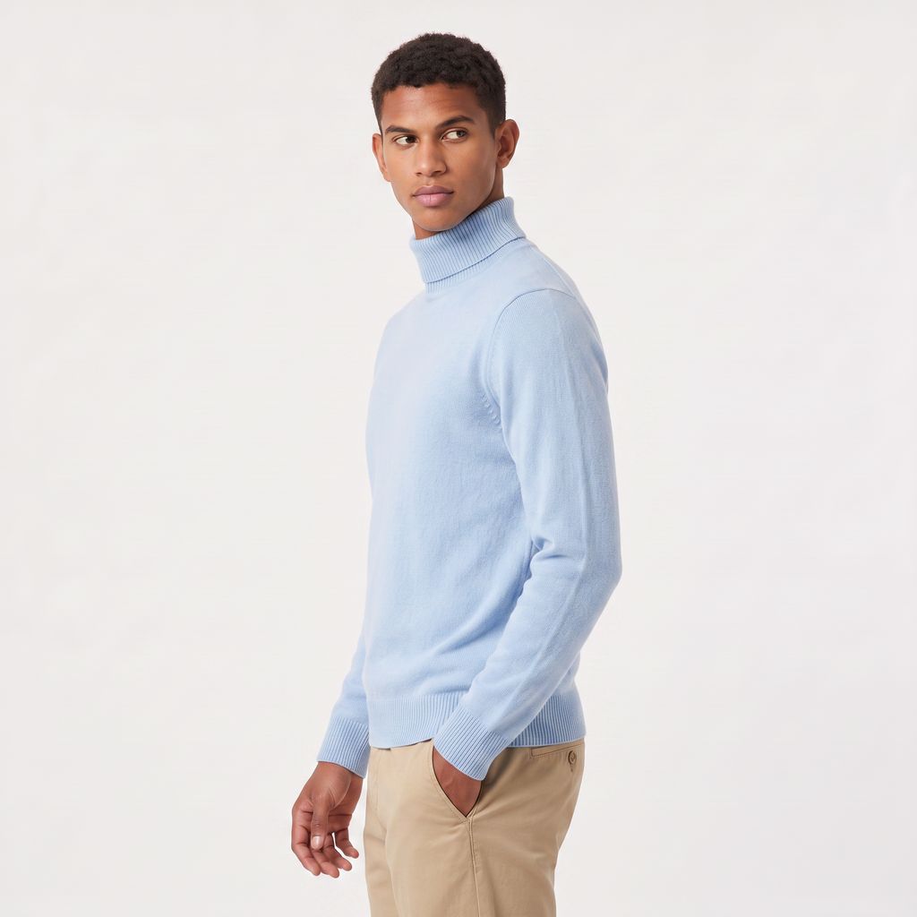 Men's Ribbed Wool Turtleneck Sweater