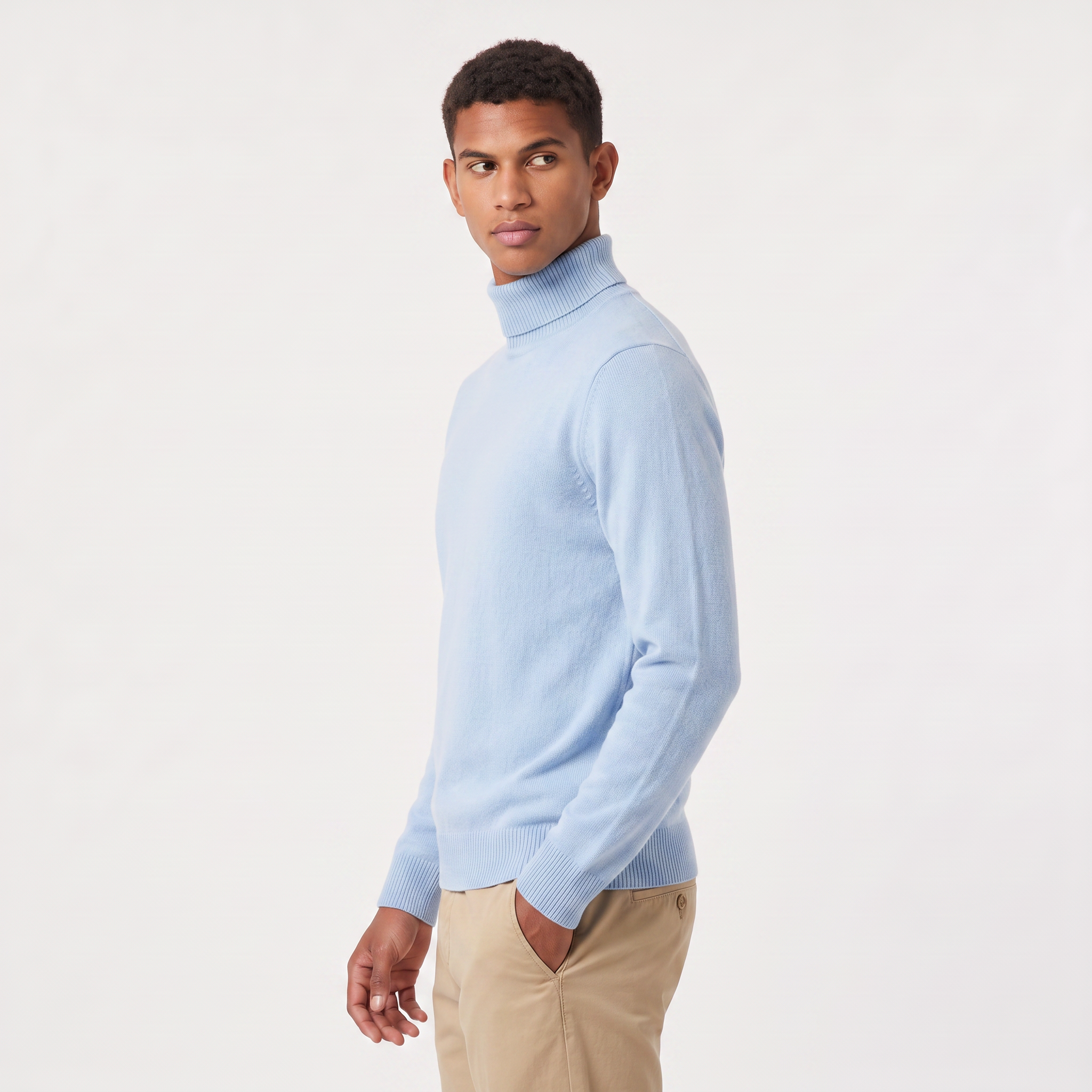 Men's Ribbed Wool Turtleneck Sweater