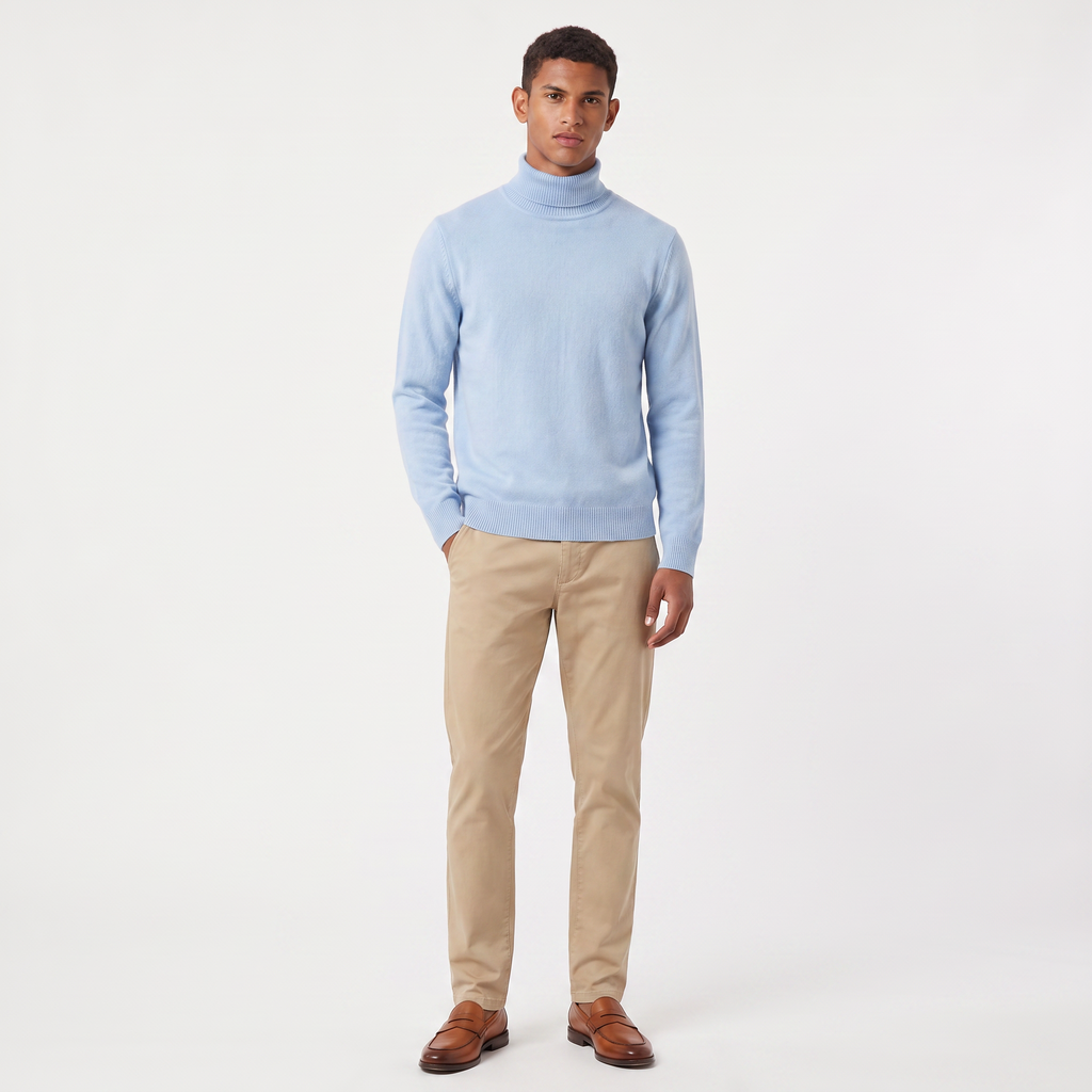 Men's Ribbed Wool Turtleneck Sweater