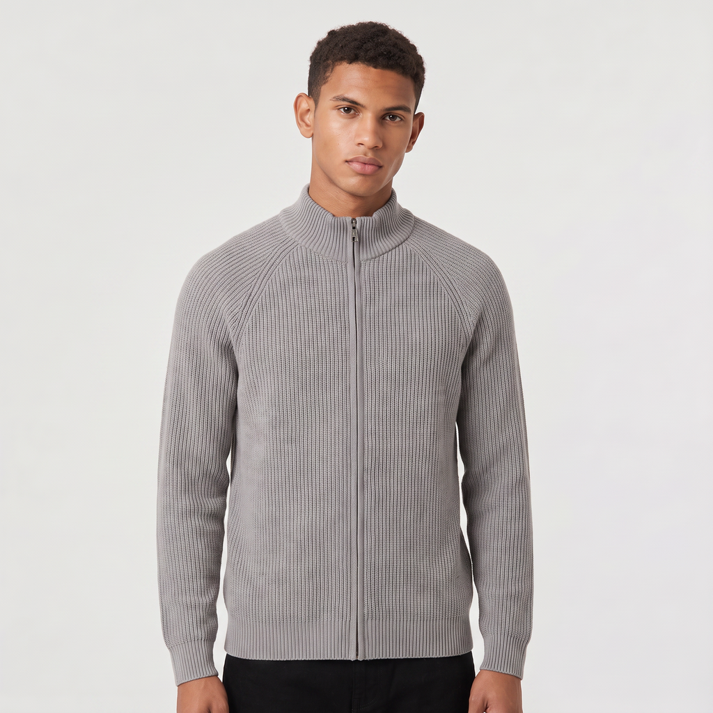 Men's Full-Zip Ribbed Cardigan