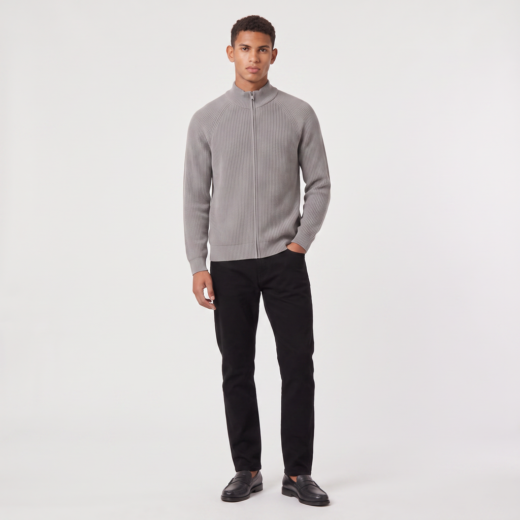 Men's Full-Zip Ribbed Cardigan