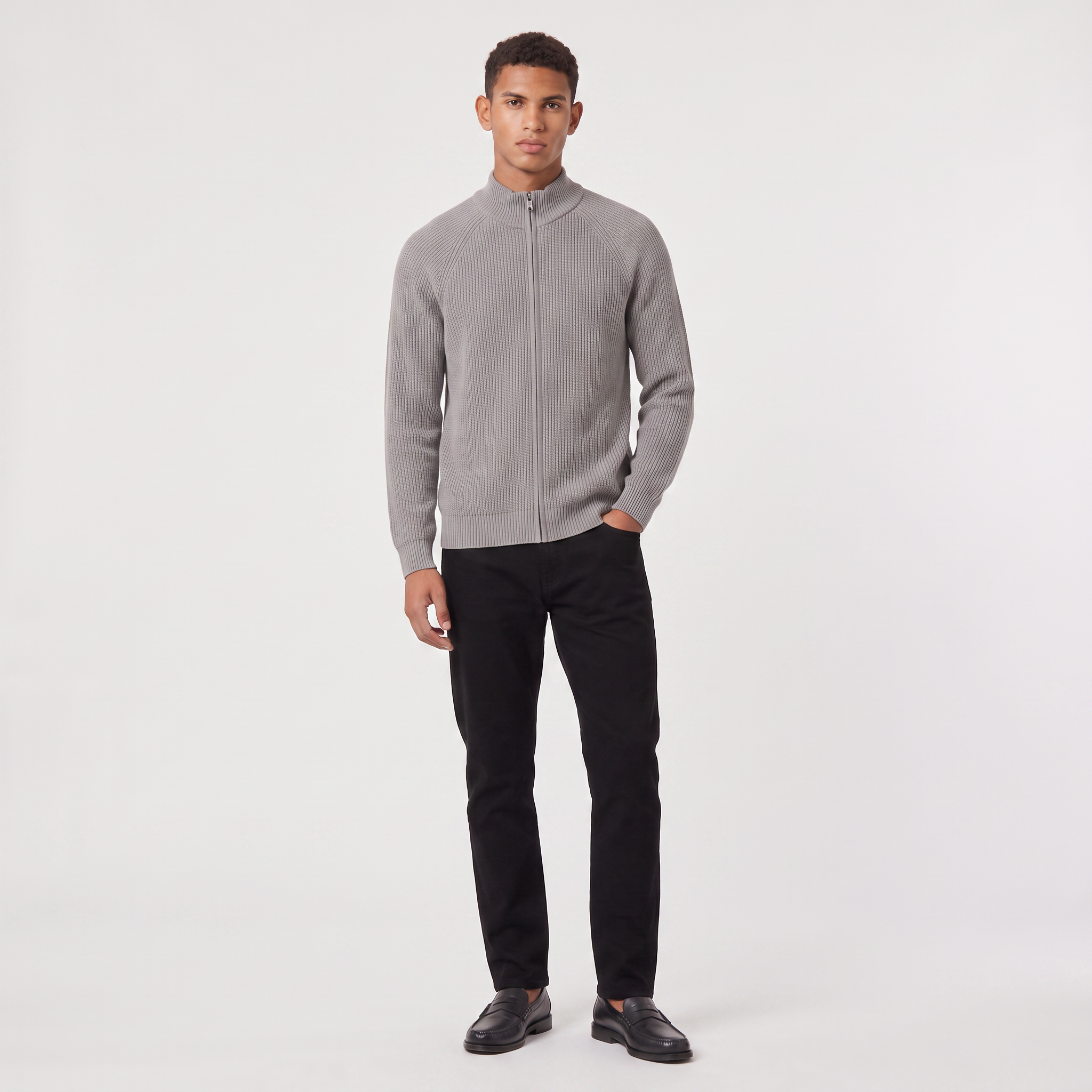 Men's Full-Zip Ribbed Cardigan