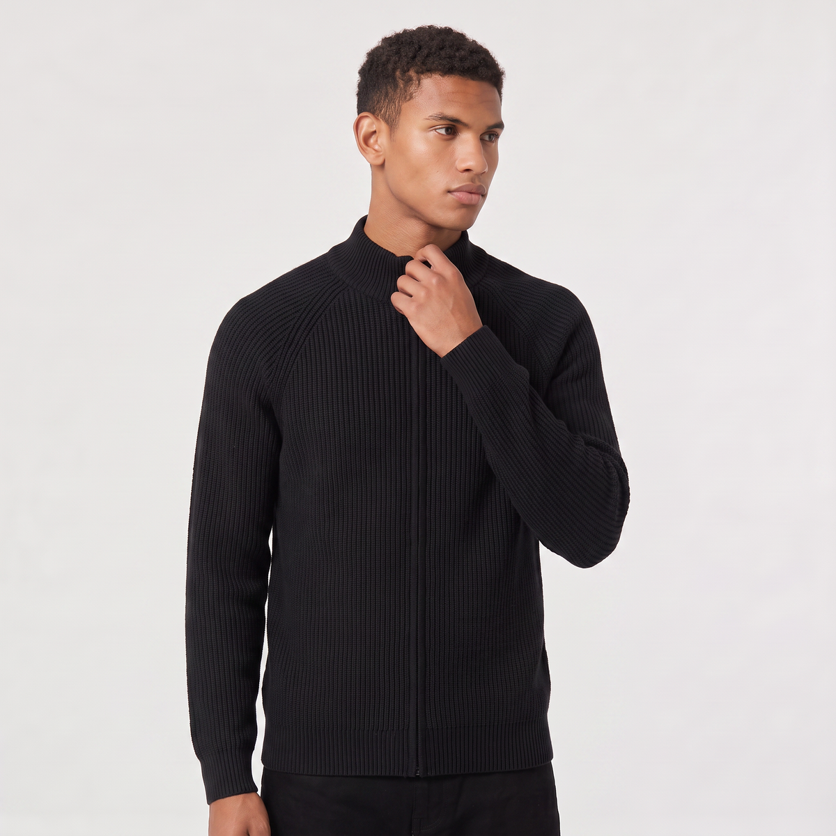 Men's Full-Zip Ribbed Cardigan