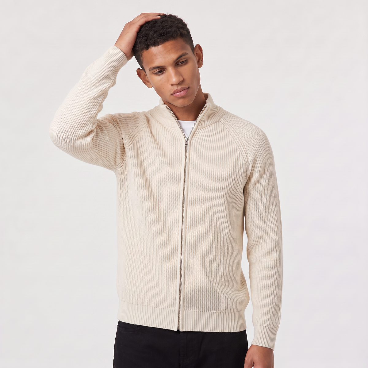 Men's Full-Zip Ribbed Cardigan