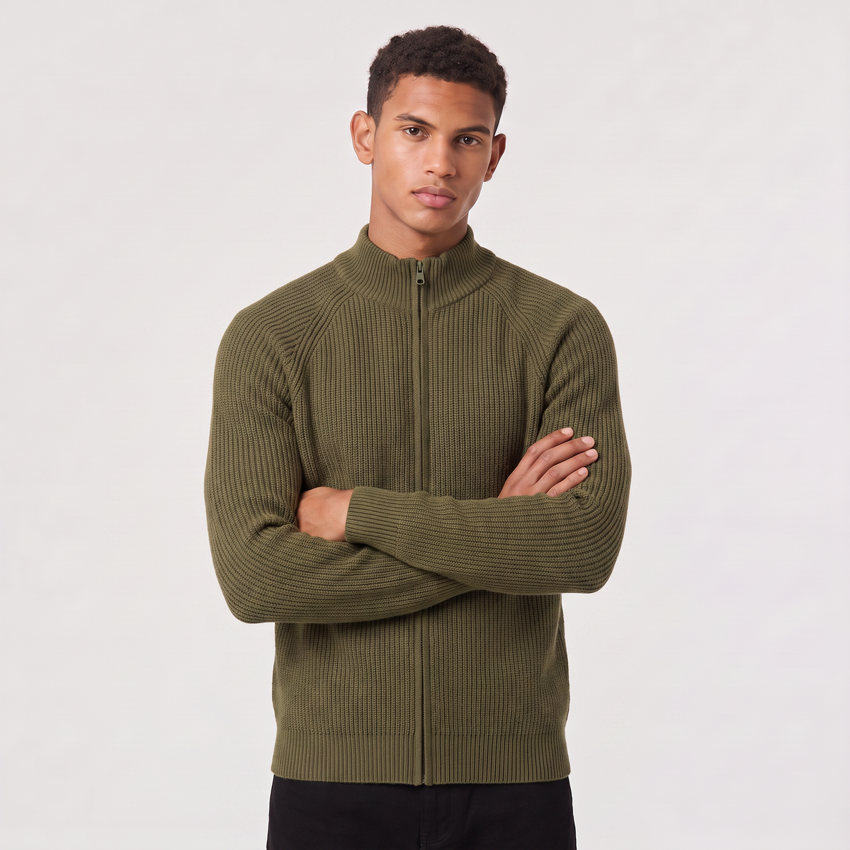 Men's Full-Zip Ribbed Cardigan
