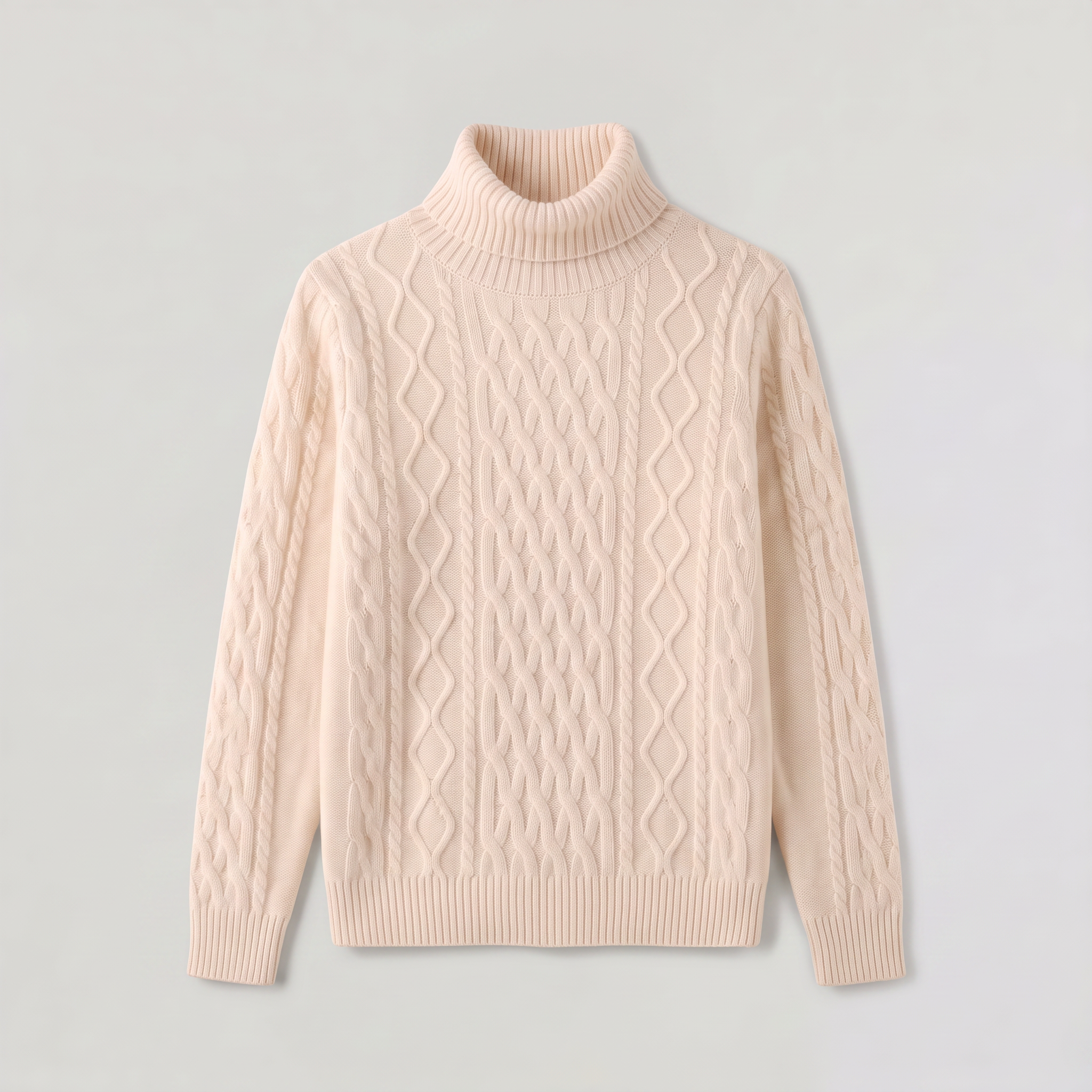 Men's Cable Knit Wool Turtleneck Sweater