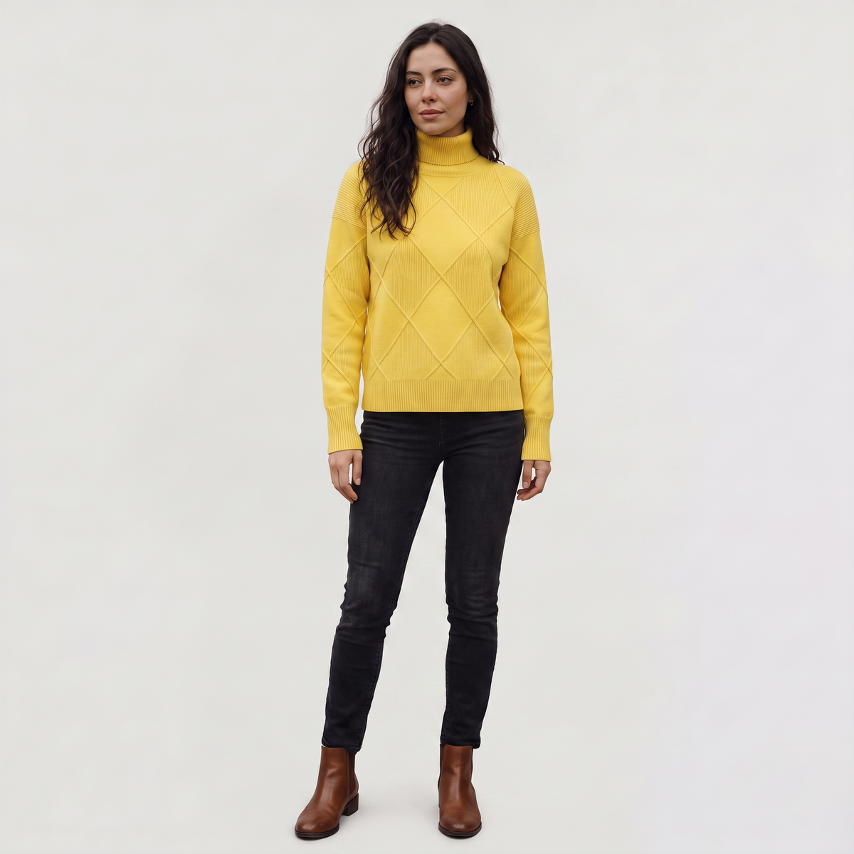 Women's Cable Knit Turtleneck Jumper