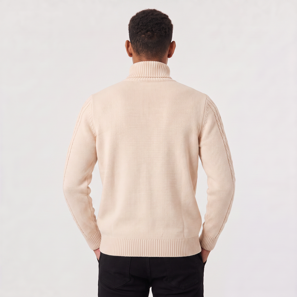 Men's Cable Knit Wool Turtleneck Sweater