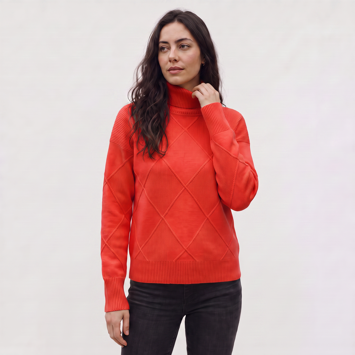 Women's Cable Knit Turtleneck Jumper
