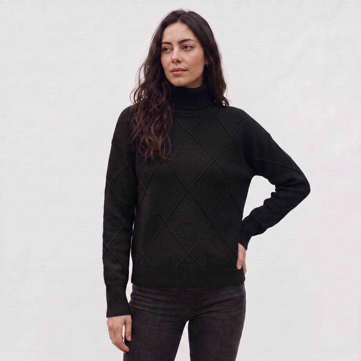 Women's Cable Knit Turtleneck Jumper