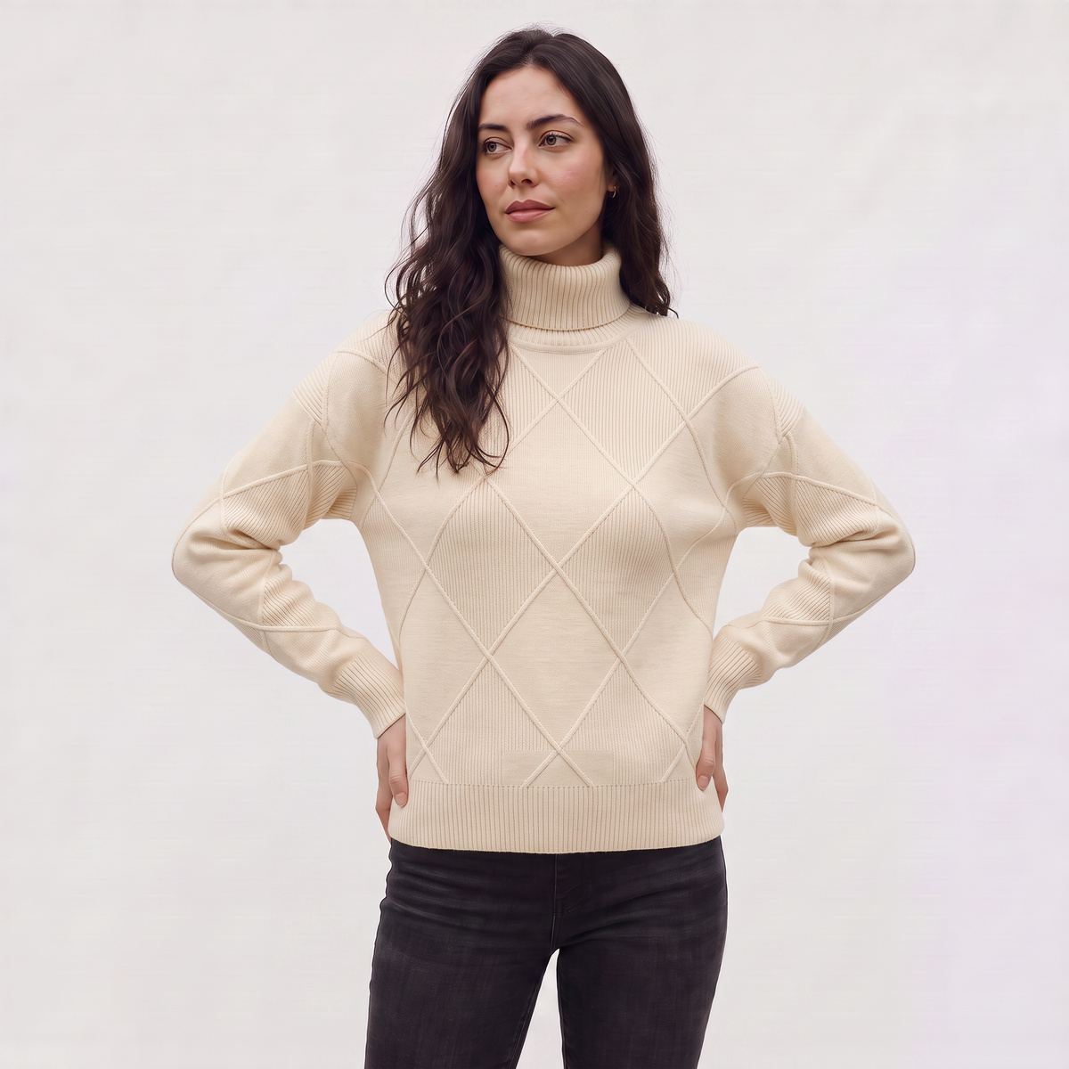 Women's Cable Knit Turtleneck Jumper