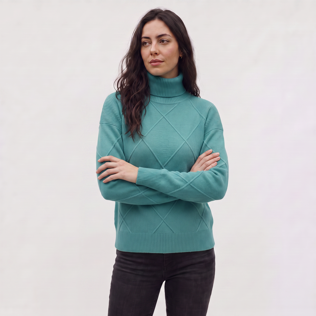 Women's Cable Knit Turtleneck Jumper