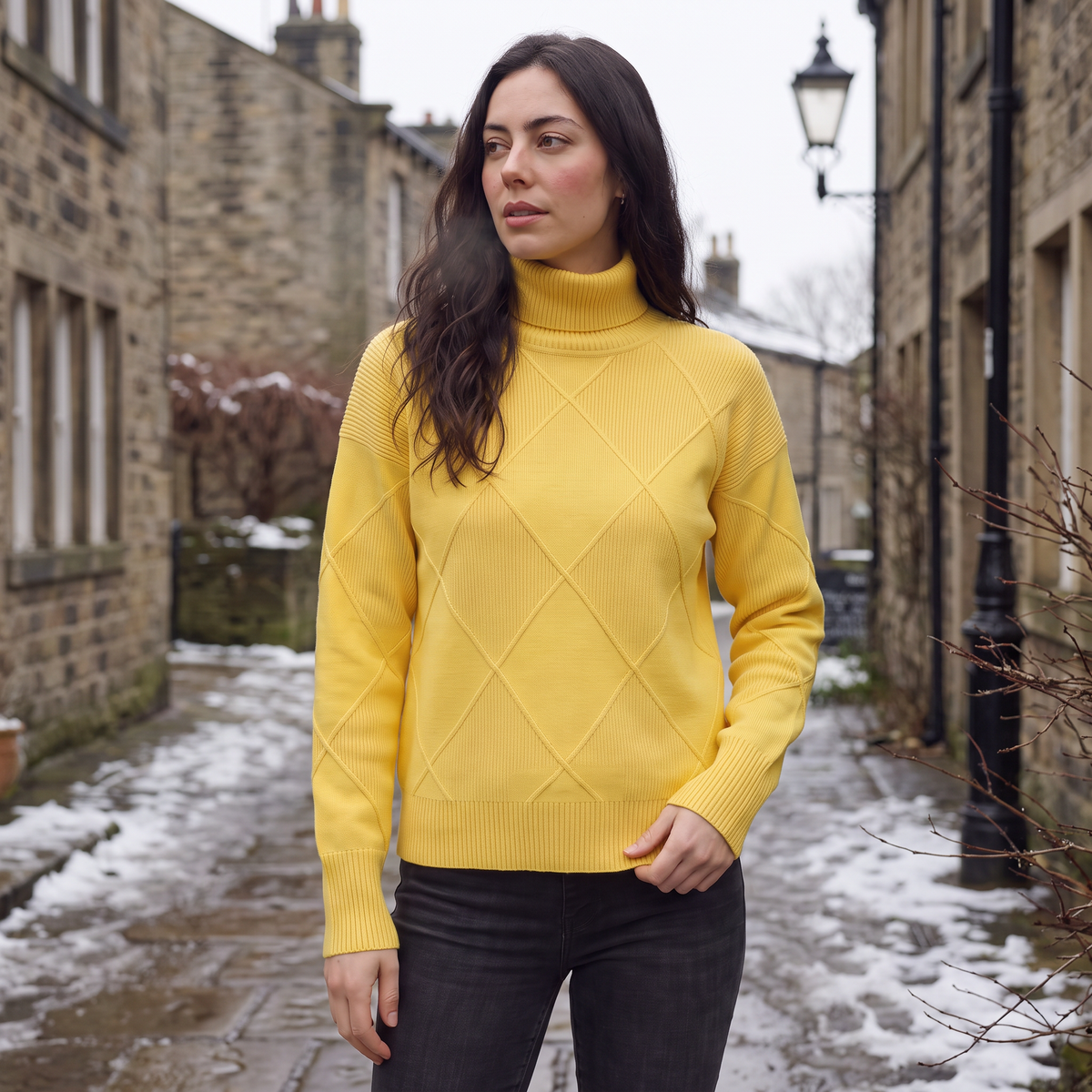 Women's Cable Knit Turtleneck Jumper