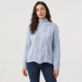 Women's Pointelle Cable Knit Turtleneck Jumper