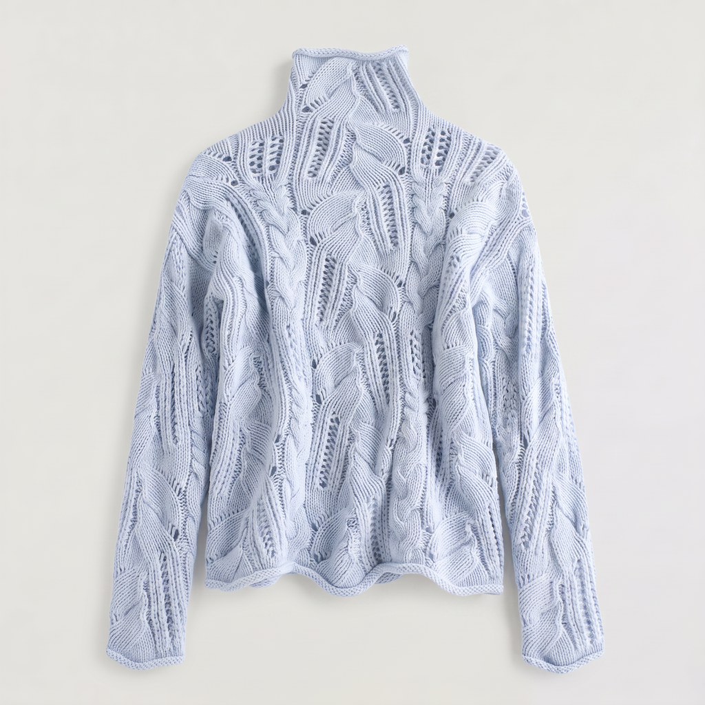 Women's Pointelle Cable Knit Turtleneck Jumper