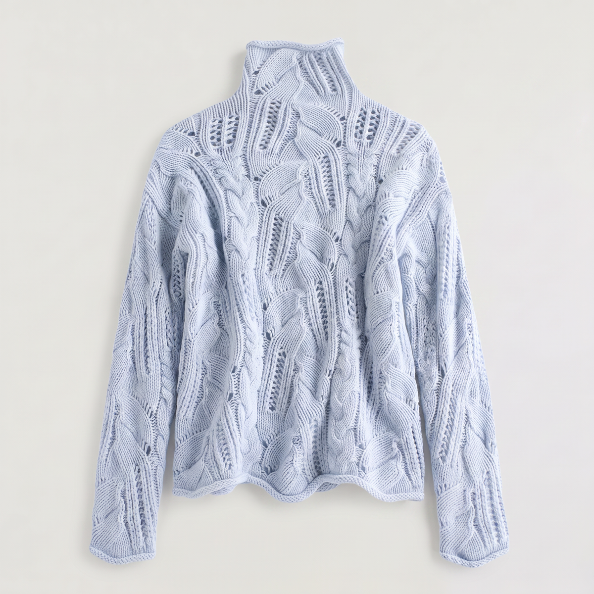 Women's Pointelle Cable Knit Turtleneck Jumper