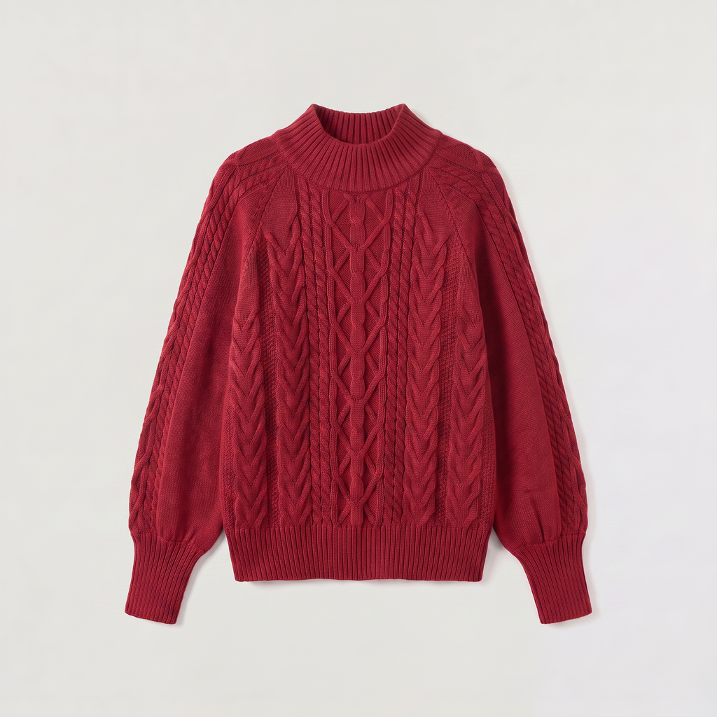 Women's Cable Knit Mock Neck Jumper