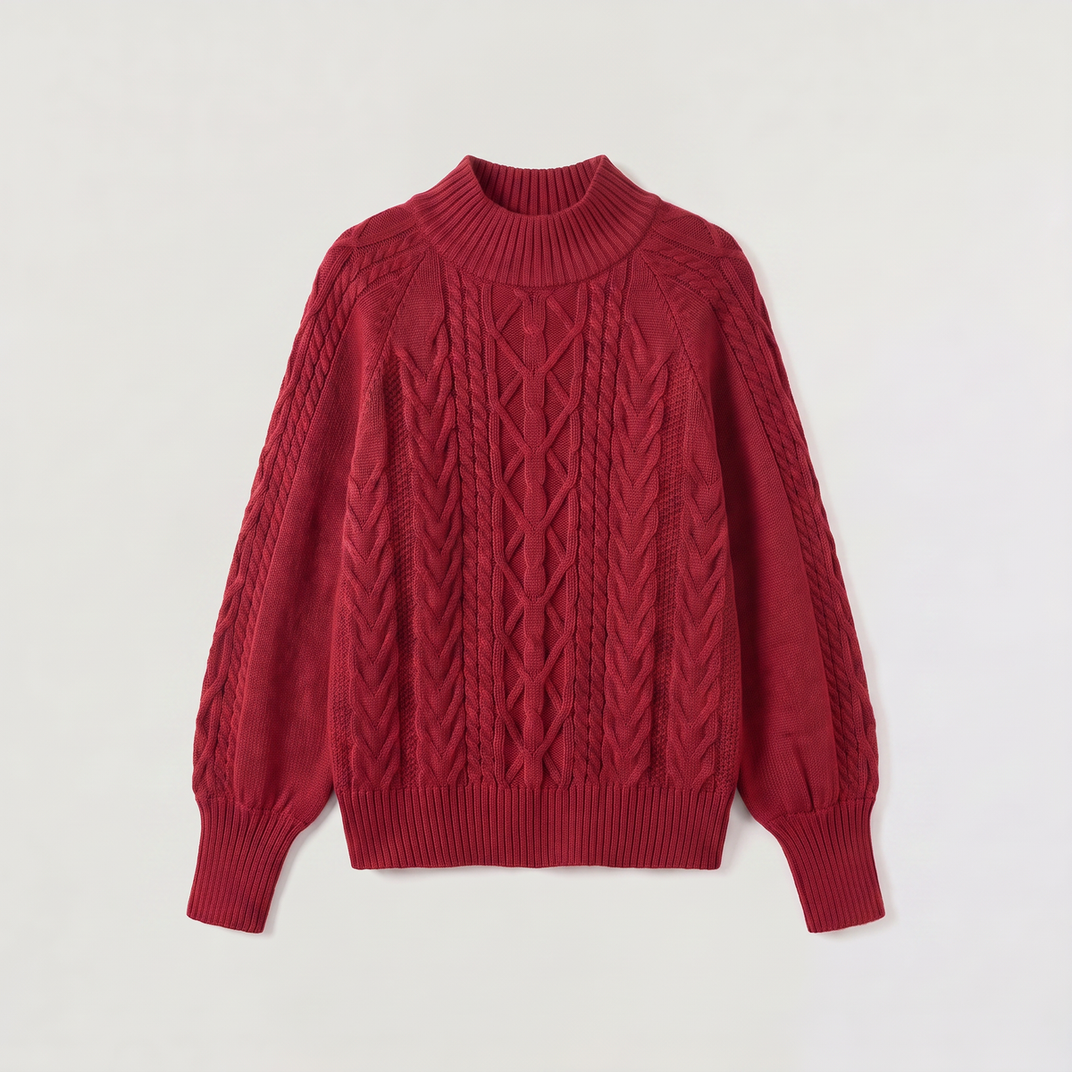 Women's Cable Knit Mock Neck Jumper