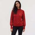 Women's Cable Knit Mock Neck Jumper