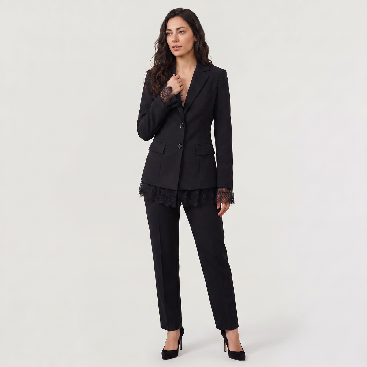 Women's Lace Single-Breasted Blazer