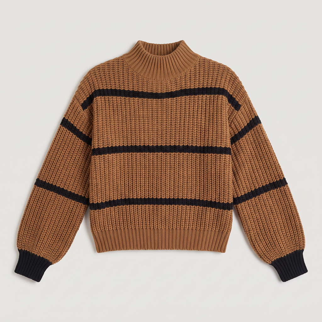Women's Striped Mock Neck Jumper