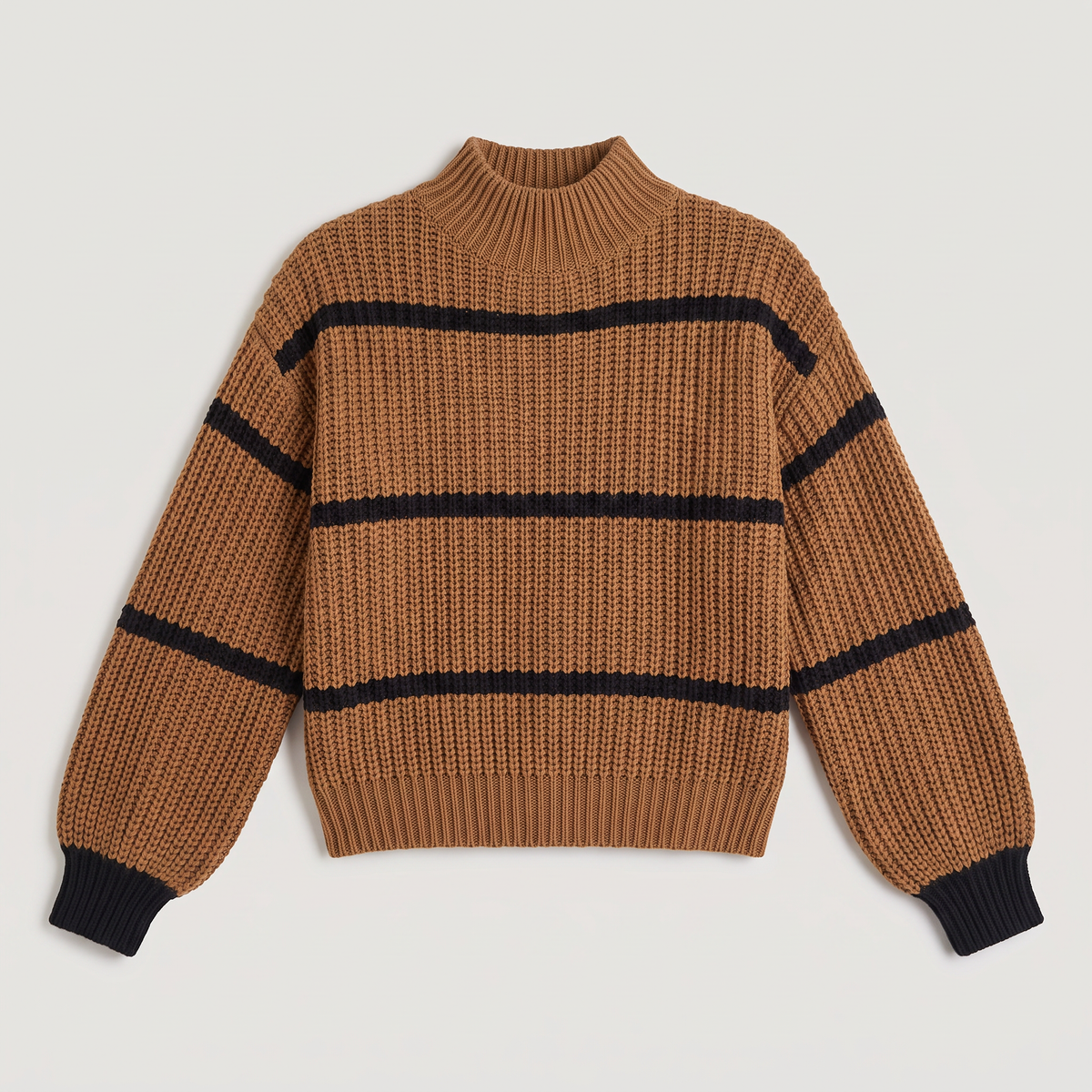 Women's Striped Mock Neck Jumper