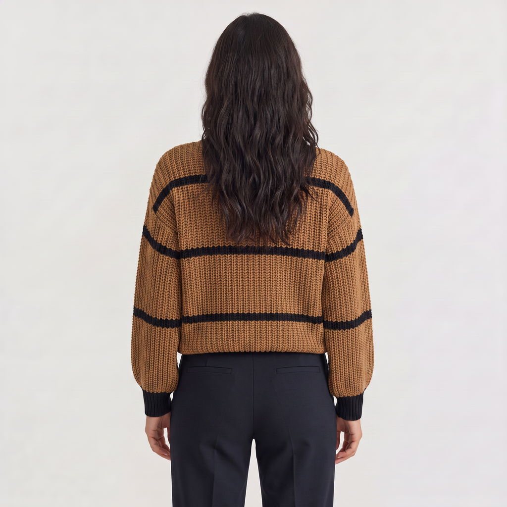 Women's Striped Mock Neck Jumper