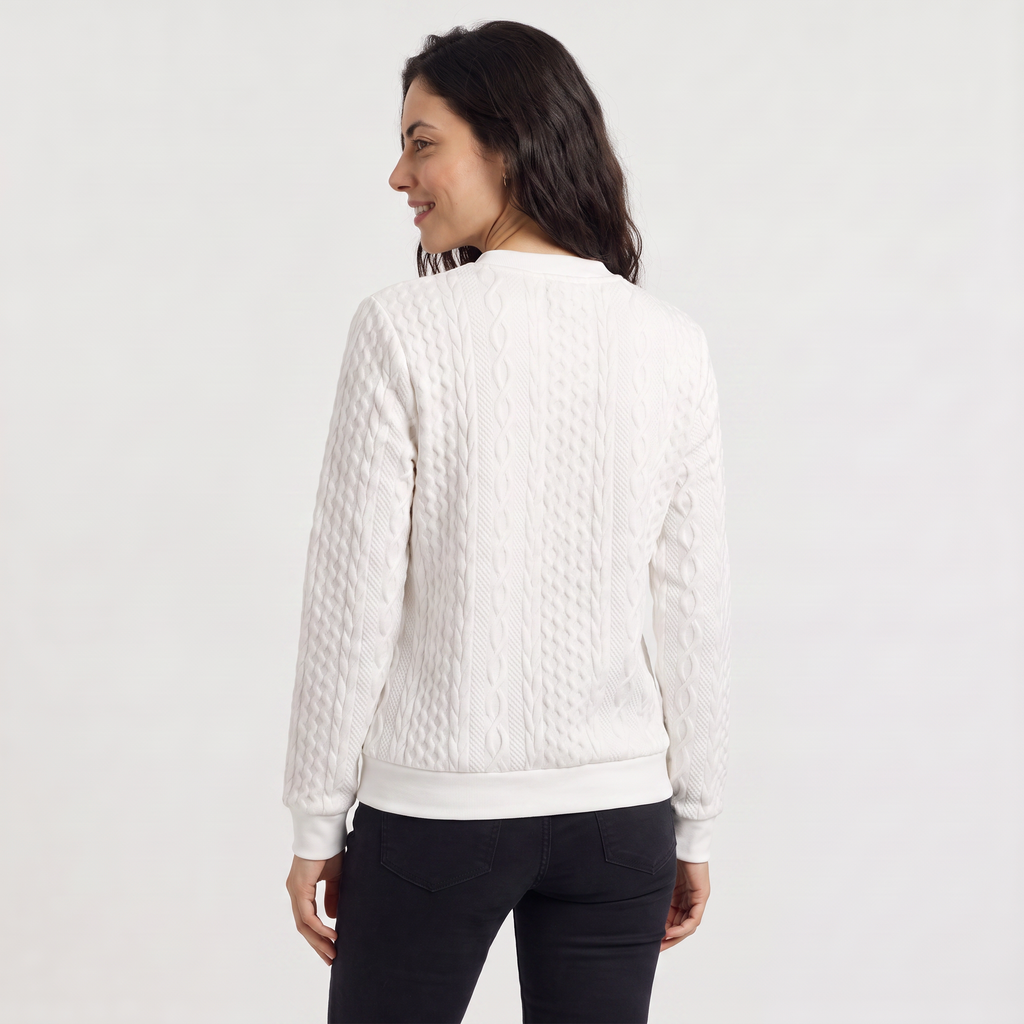 Women's Casual Cable Knit Zip-Neck Jumper
