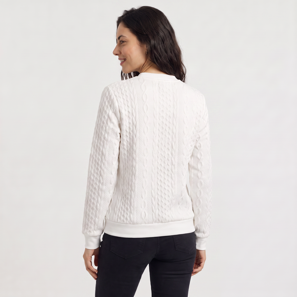Women's Casual Cable Knit Zip-Neck Jumper