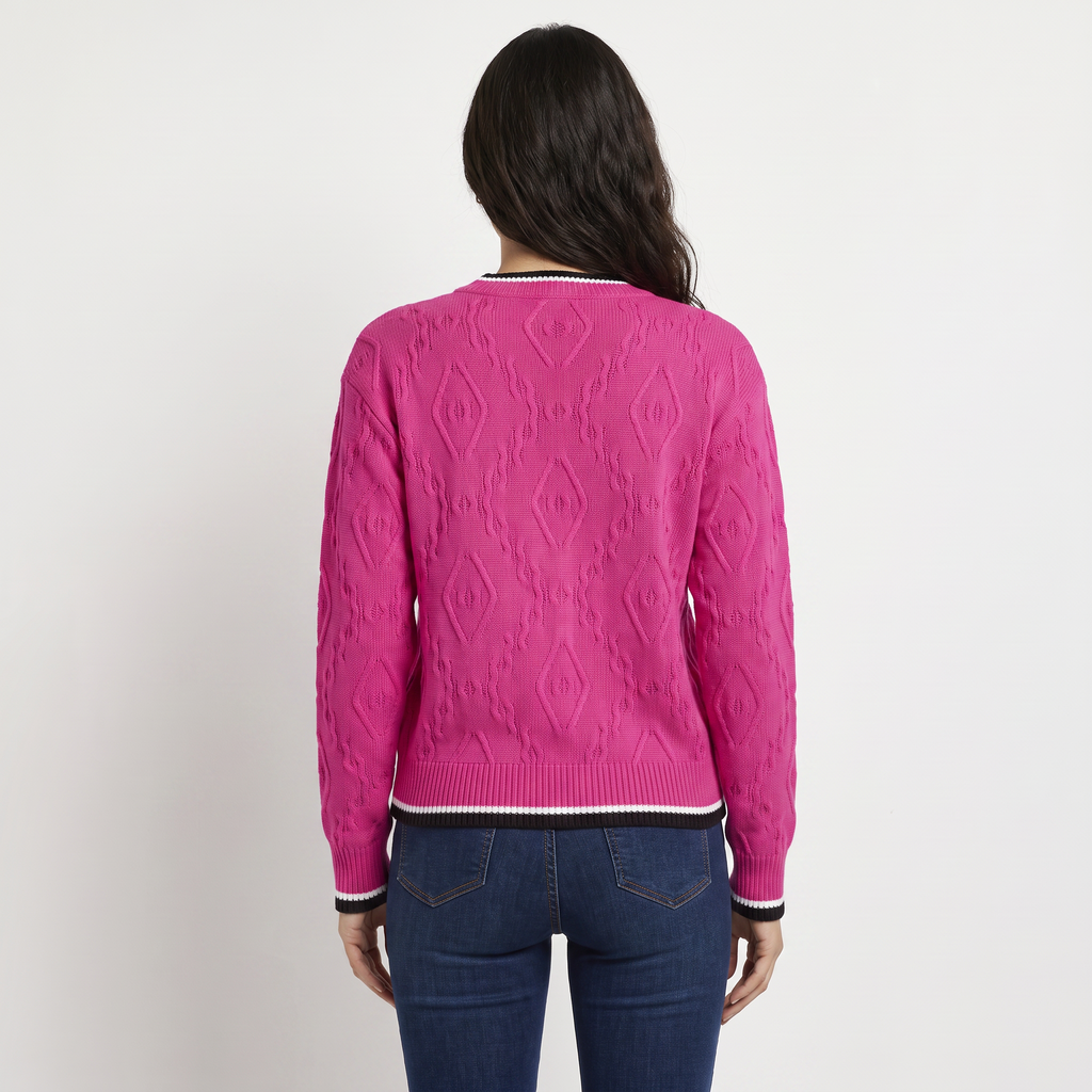 Women's Casual Striped Contrast Knit Jumper