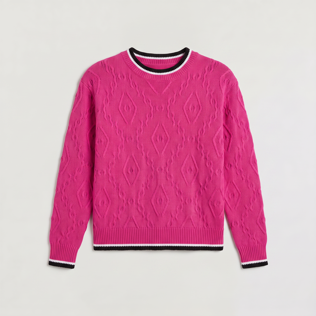 Women's Casual Striped Contrast Knit Jumper