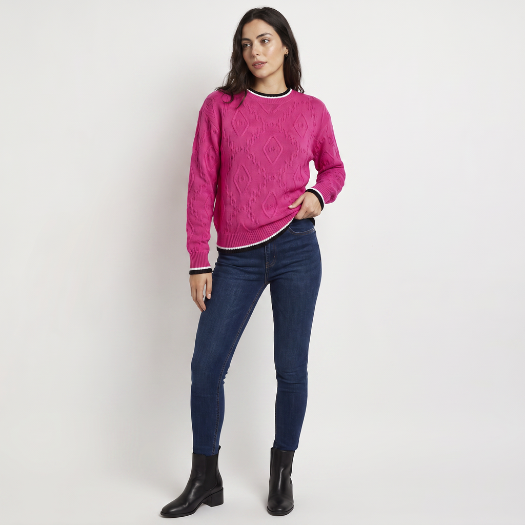 Women's Casual Striped Contrast Knit Jumper