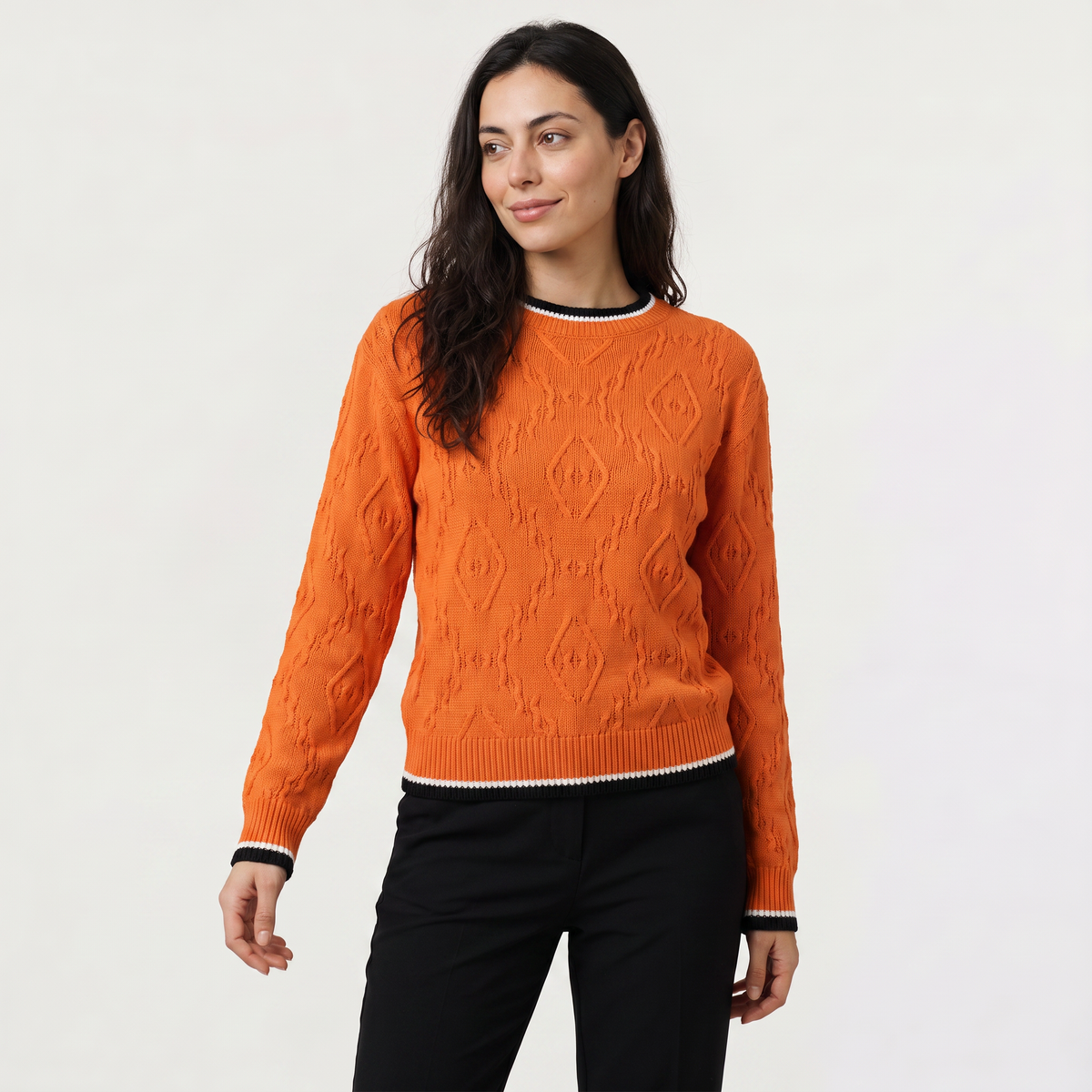 Women's Casual Striped Contrast Knit Jumper