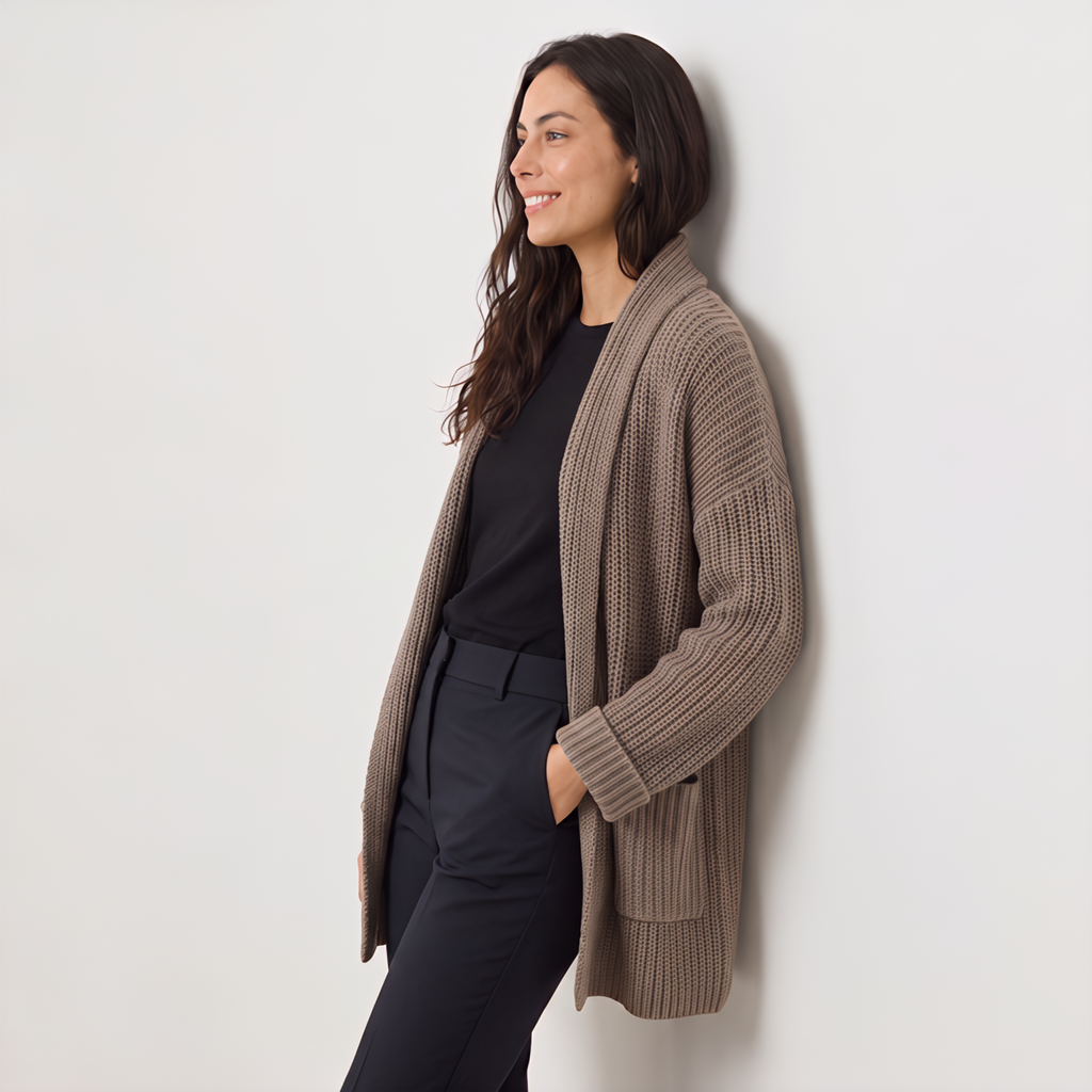 Women's Long Open-Front Chunky Knit Cardigan