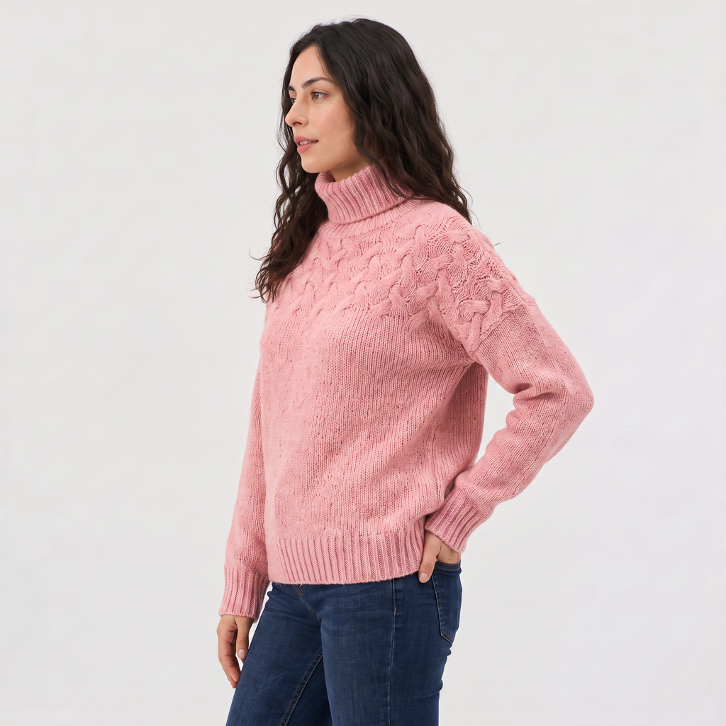 Women's Cable Knit Turtleneck Winter Jumper