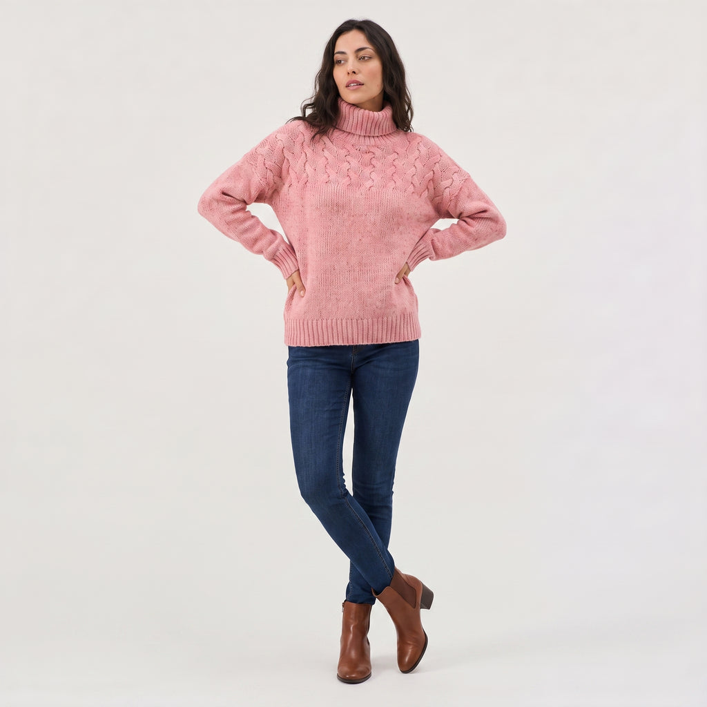 Women's Cable Knit Turtleneck Winter Jumper