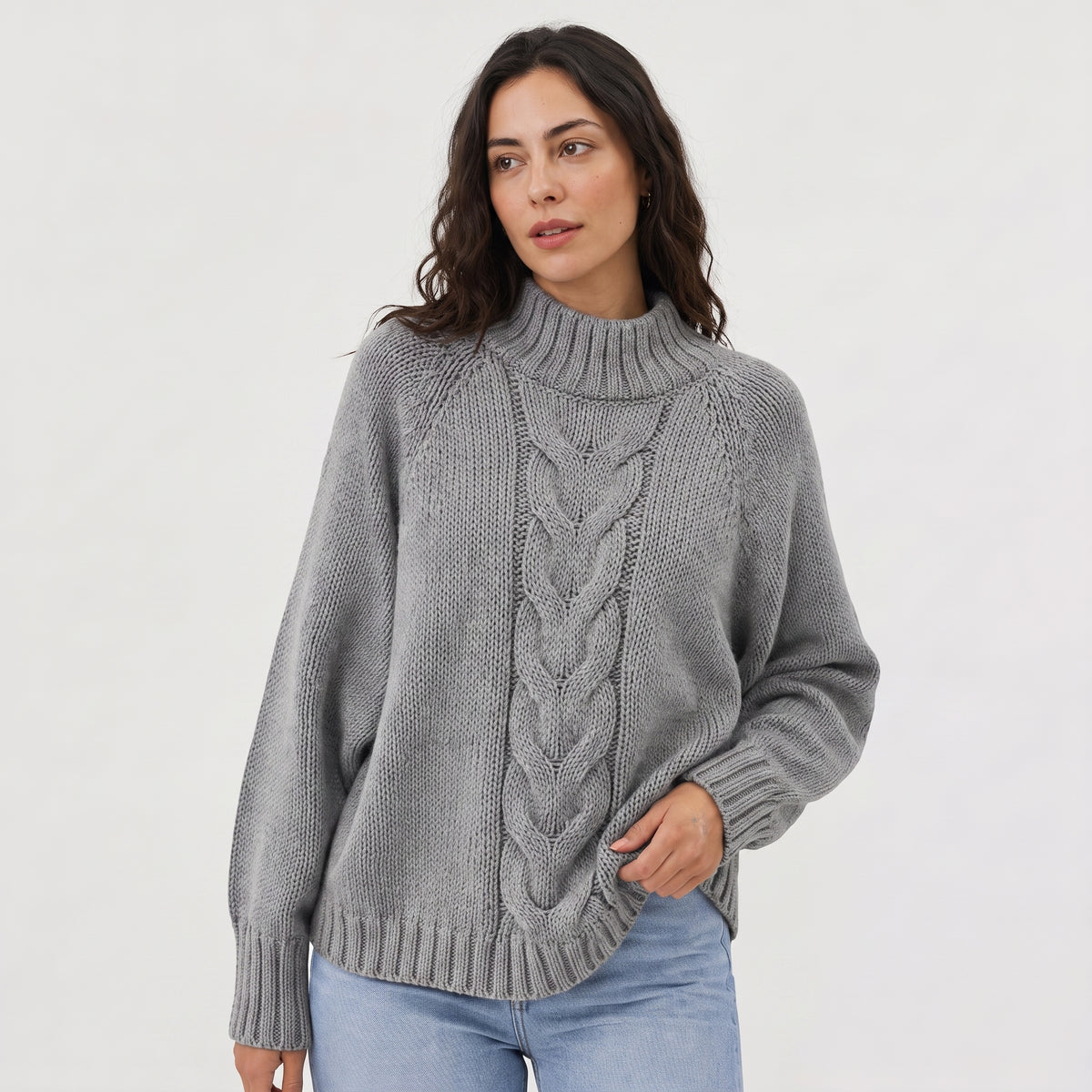 Women's Cable Knit Turtleneck Chunky Winter Jumper