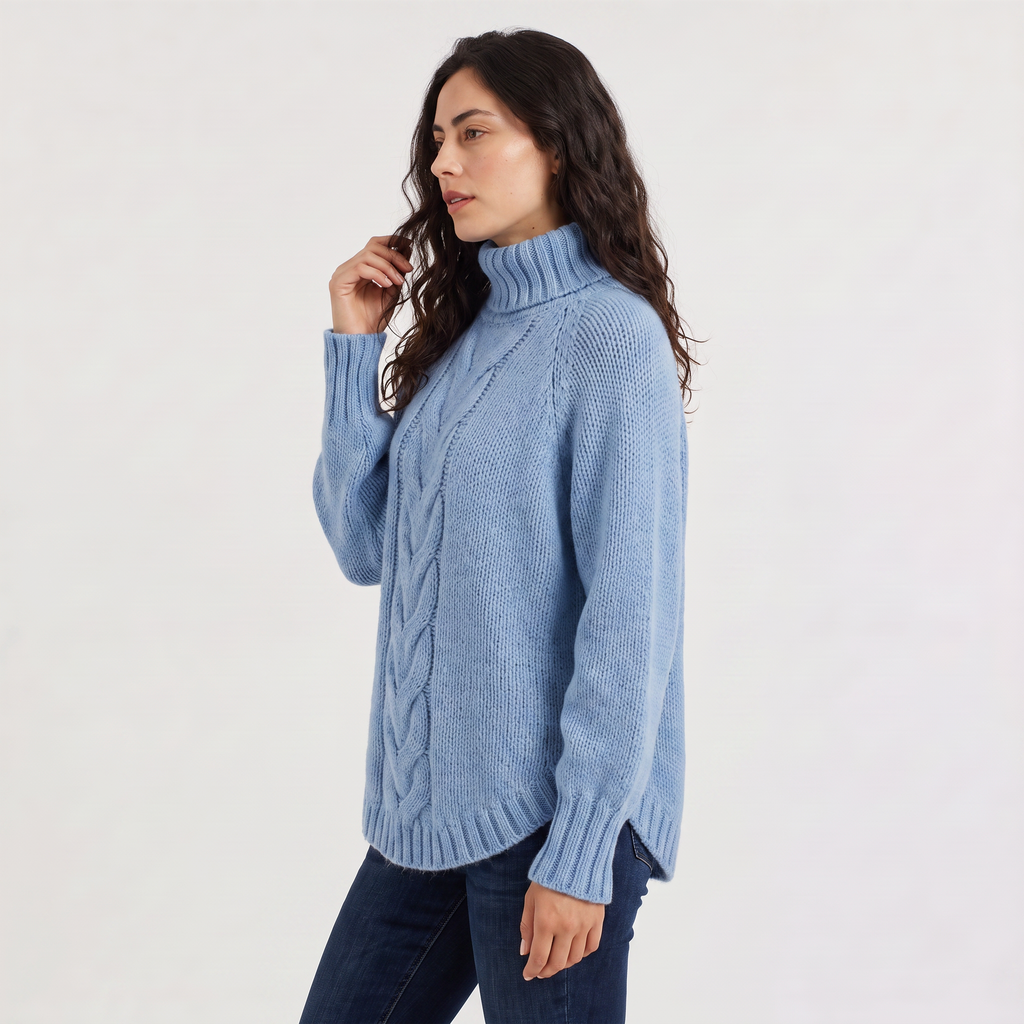 Women's Cable Knit Turtleneck Chunky Winter Jumper