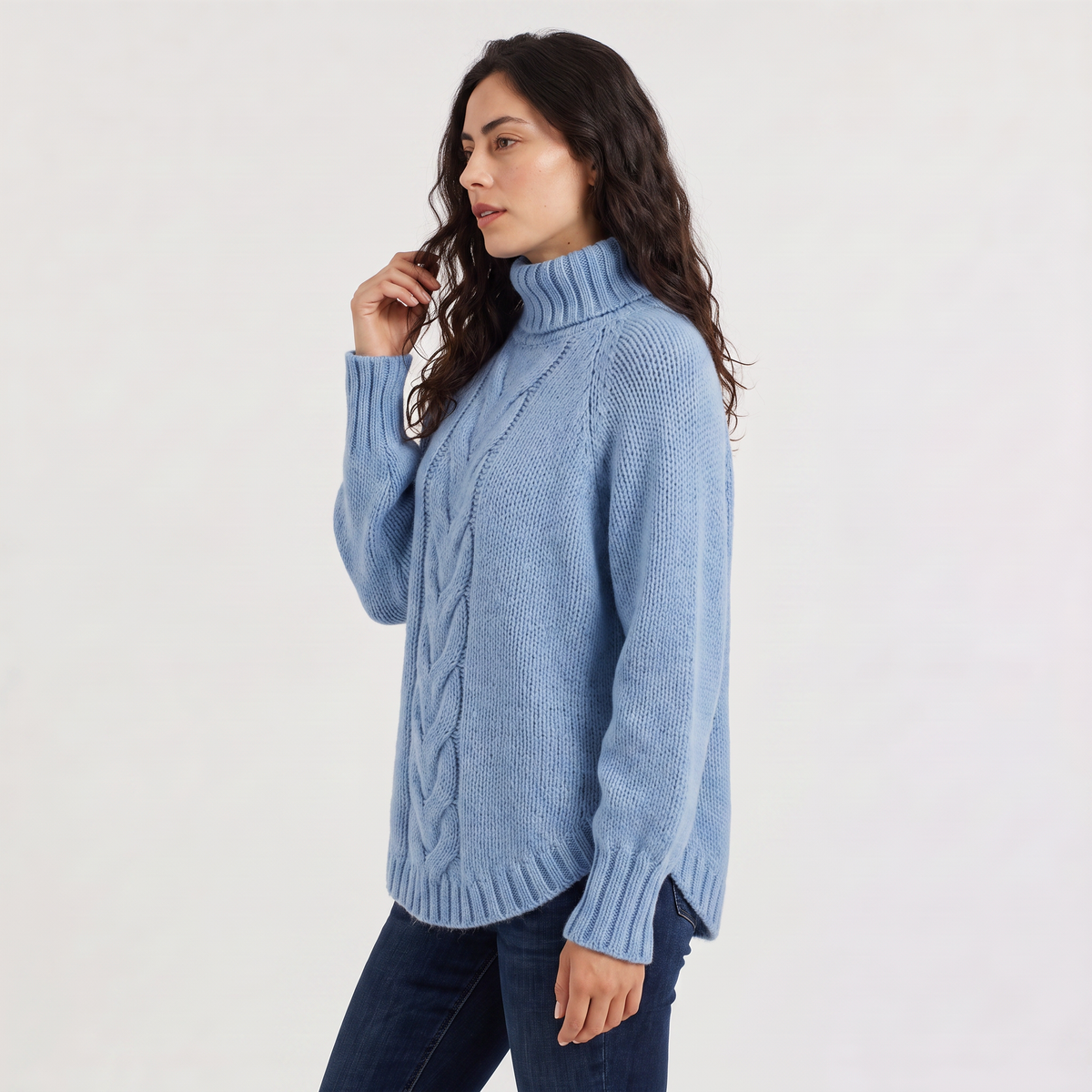 Women's Cable Knit Turtleneck Chunky Winter Jumper