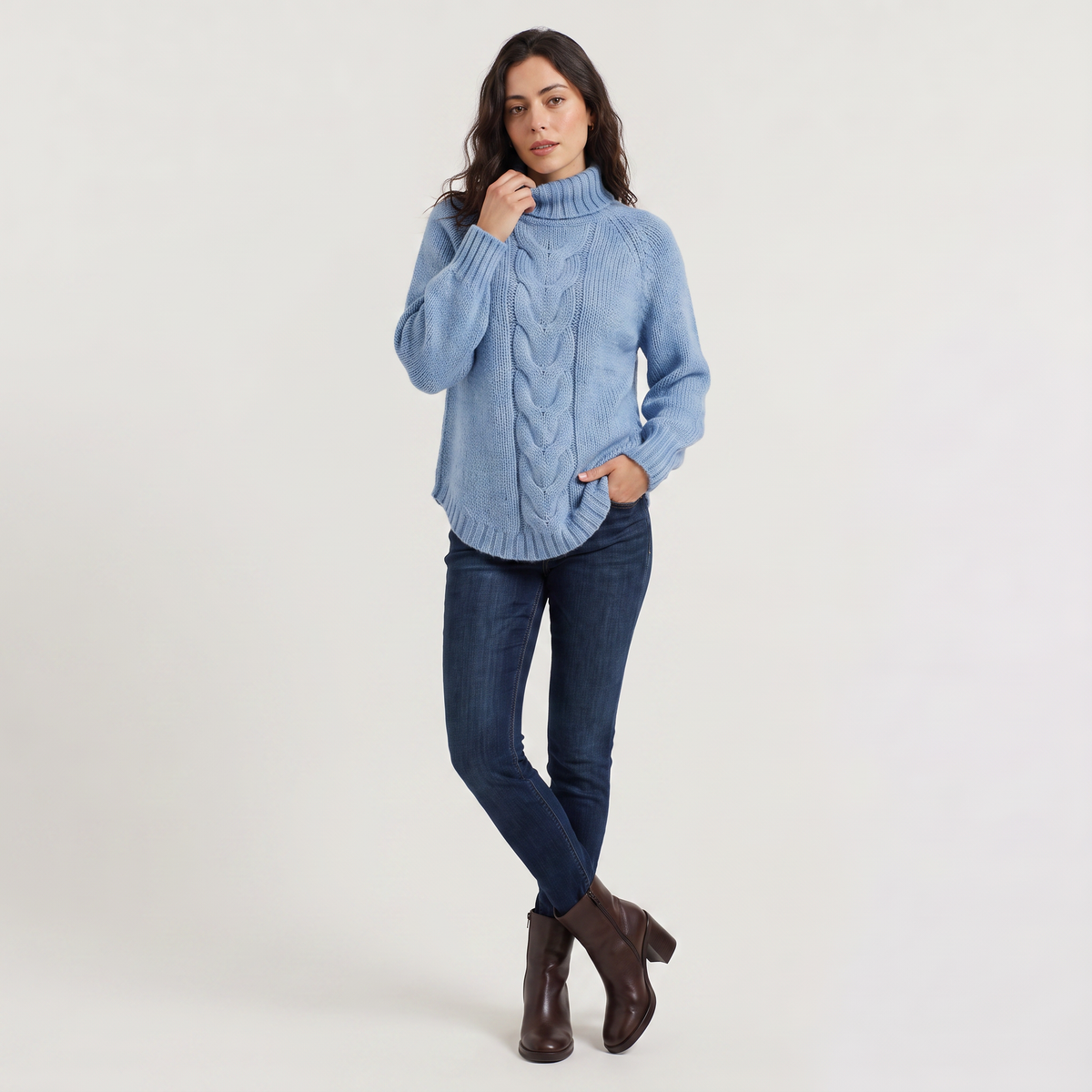 Women's Cable Knit Turtleneck Chunky Winter Jumper
